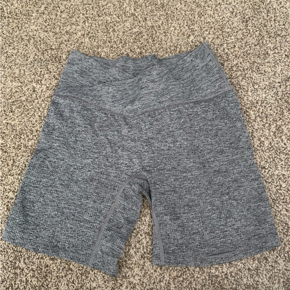 Heather Gray Seamless Knit Biker Shorts
